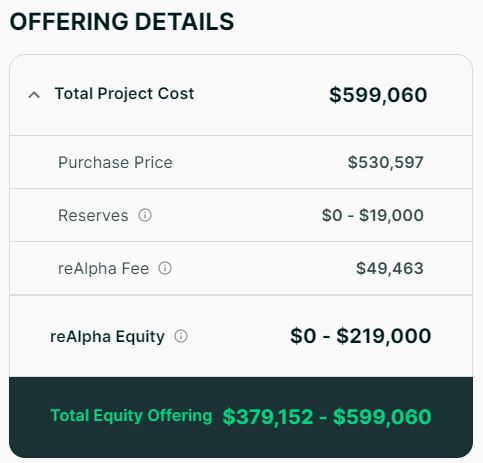 Offer page from reAlpha. Image from InvestorJunkie.